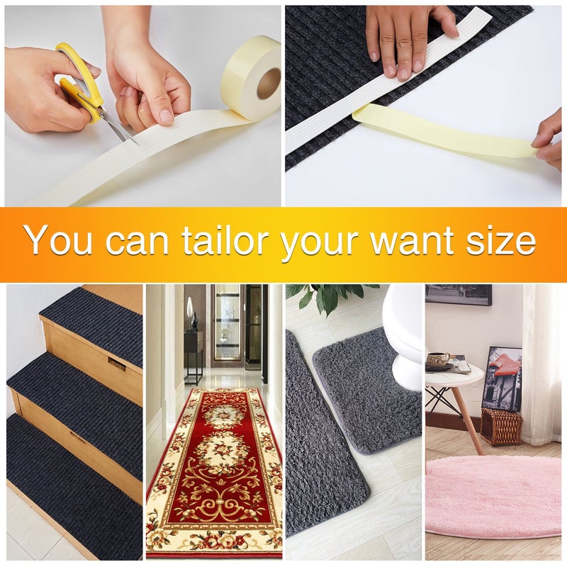 Home Techpro Rug Pads Grippers, 9.8 Ft Non Slip Washable Grippers for Rug, â€œVacuum TECHâ€ - New Materials to Anti Curling Rug Pad : Keep Your Rug in Place & Make Corner Flat and Easily Peel Off - Image 5